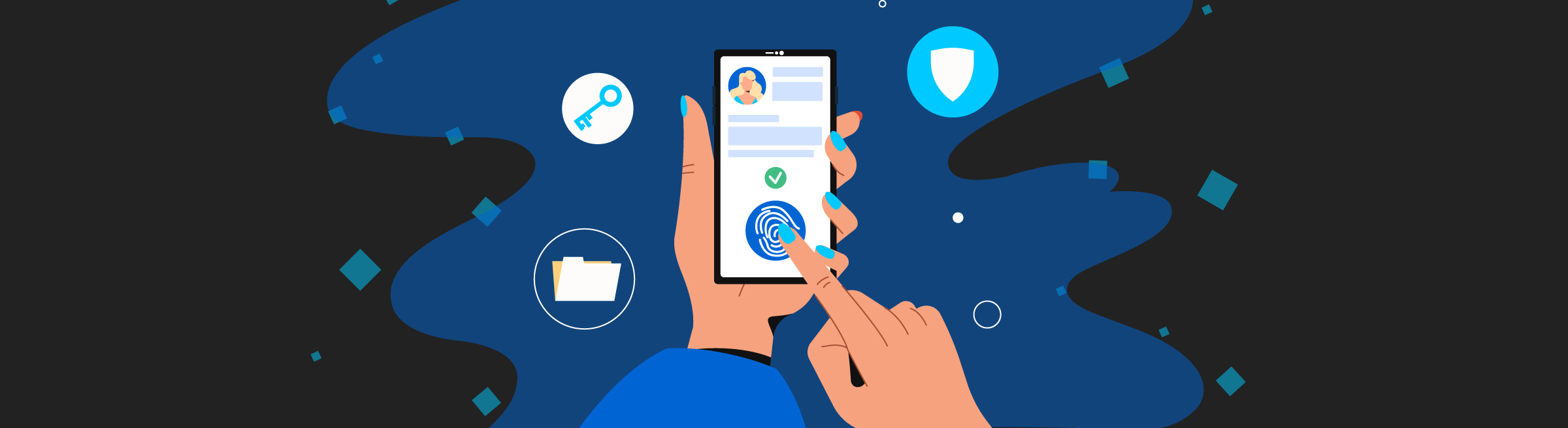Digital Verification - a hand verifying their id using their phone